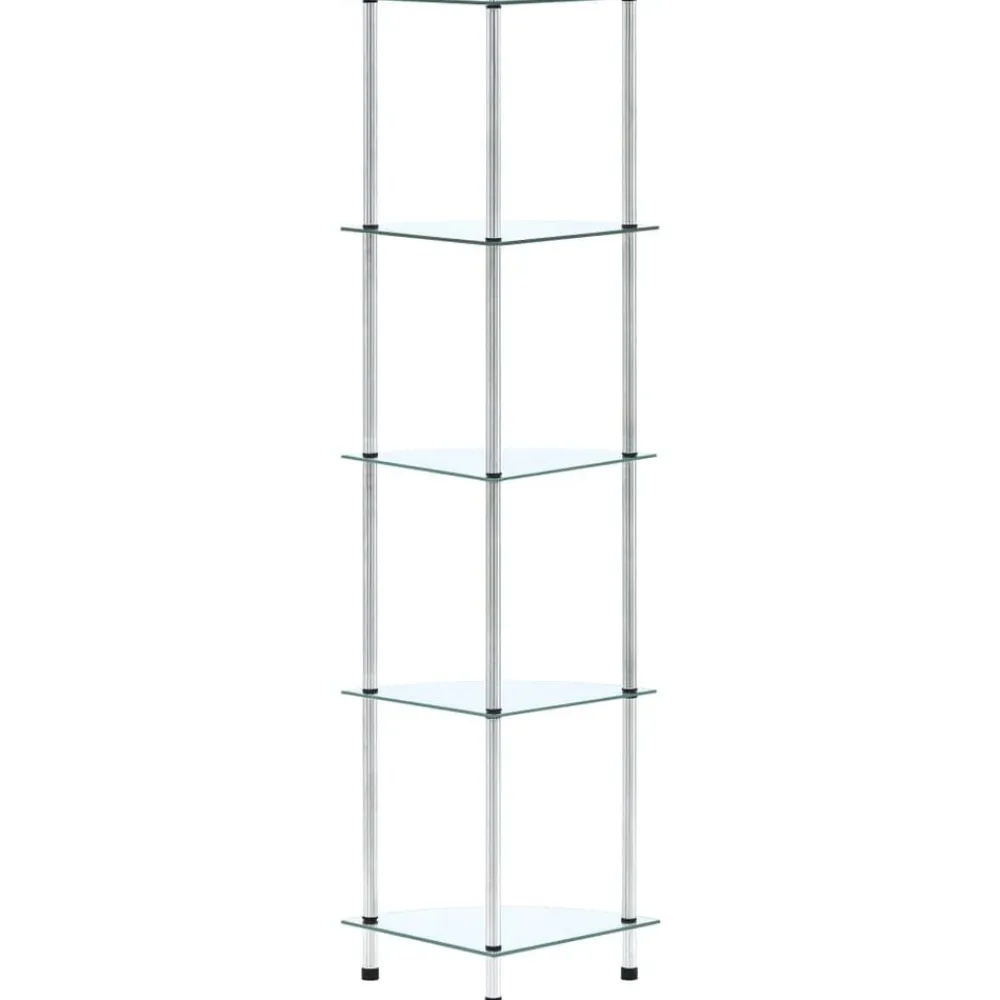 vidaXL Estantería 5 niveles cristal templado 30x30x130 cm Transparente Hot