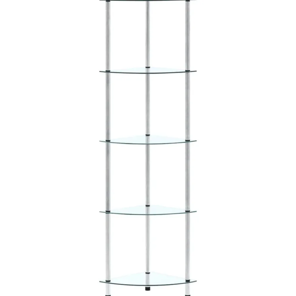 vidaXL Estantería 5 niveles cristal templado 30x30x130 cm Transparente Hot