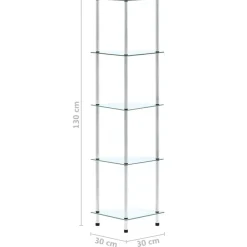 vidaXL Estantería 5 niveles cristal templado 30x30x130 cm Transparente Hot