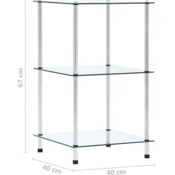 vidaXL Estanterías-Estantería 3 niveles cristal templado 40x40x67 cm