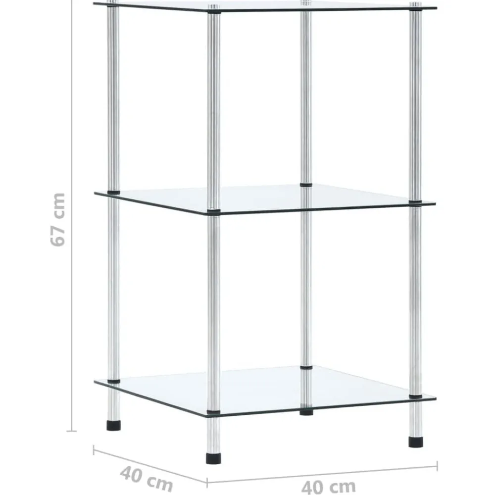 vidaXL Estanterías-Estantería 3 niveles cristal templado 40x40x67 cm