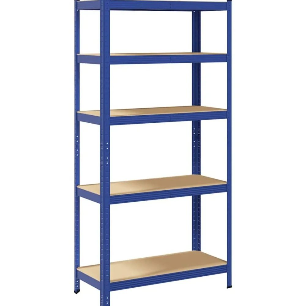 vidaXL Estantería almacenaje 5 niveles madera ingeniería acero Azul Sale