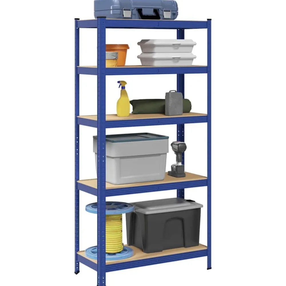 vidaXL Estantería almacenaje 5 niveles madera ingeniería acero Azul Sale
