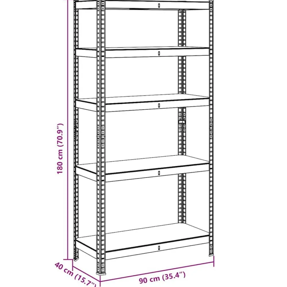 vidaXL Estantería almacenaje 5 niveles madera ingeniería acero Azul Sale