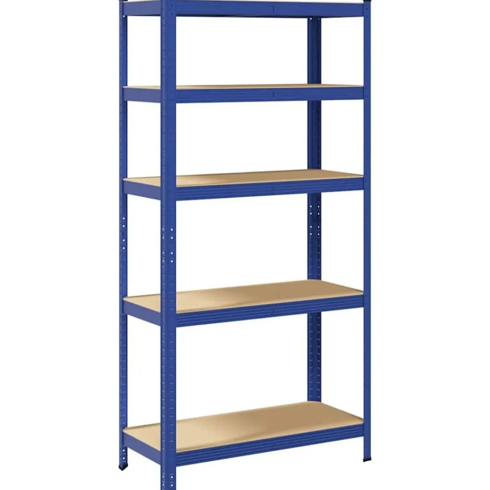 vidaXL Estantería almacenaje 5 niveles madera ingeniería acero Azul Sale