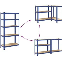 vidaXL Estantería almacenaje 5 niveles madera ingeniería acero Azul Sale