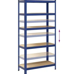 vidaXL Estantería almacenaje 5 niveles madera ingeniería acero Azul Sale