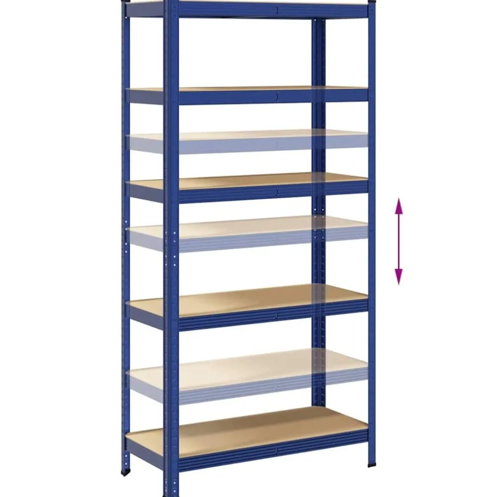 vidaXL Estantería almacenaje 5 niveles madera ingeniería acero Azul Sale