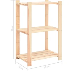 vidaXL Estantería almacenaje 3 niveles madera pino maciza 150 kg