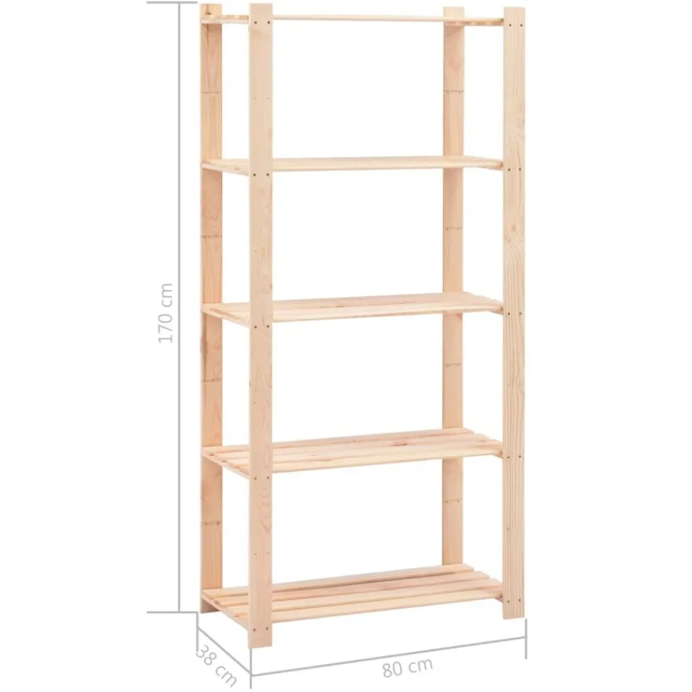 vidaXL Almacenamiento Industrial-Estantería almacenaje 5 niveles madera pino maciza 250 kg