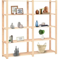 vidaXL Estantería almacenaje 5 niveles madera pino maciza 500 kg Best