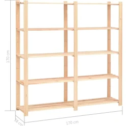 vidaXL Estantería almacenaje 5 niveles madera pino maciza 500 kg Best