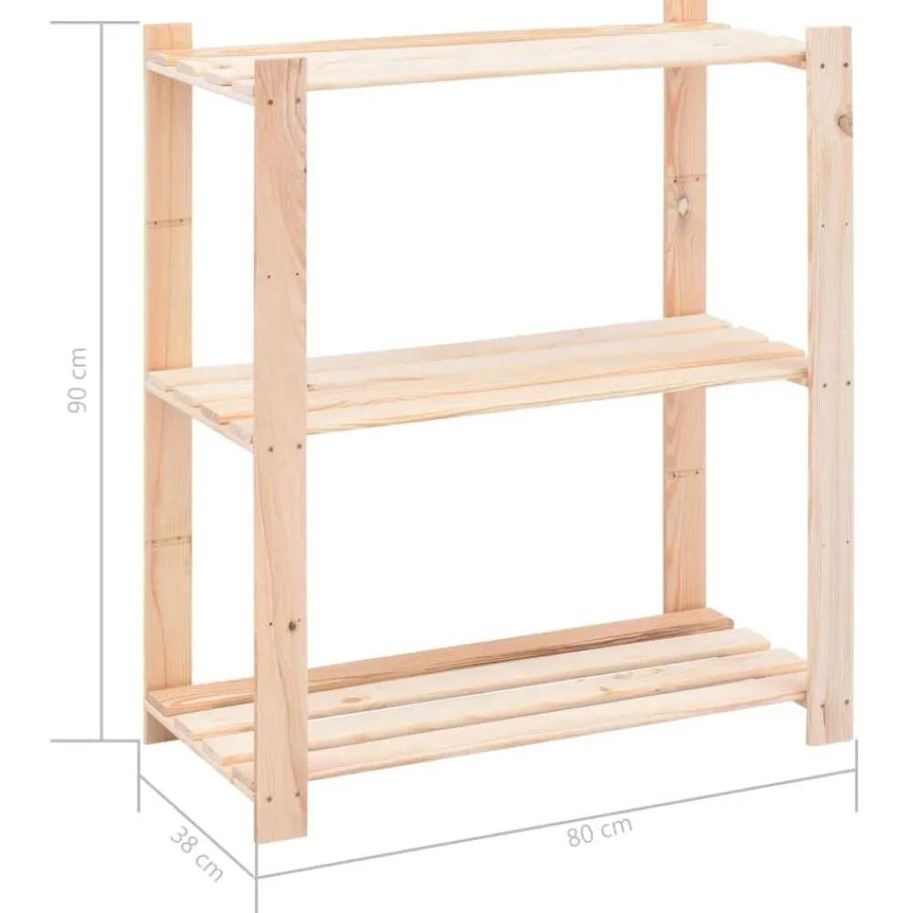 vidaXL Almacenamiento Industrial-Estantería almacenaje 3 niveles madera pino maciza 150 kg
