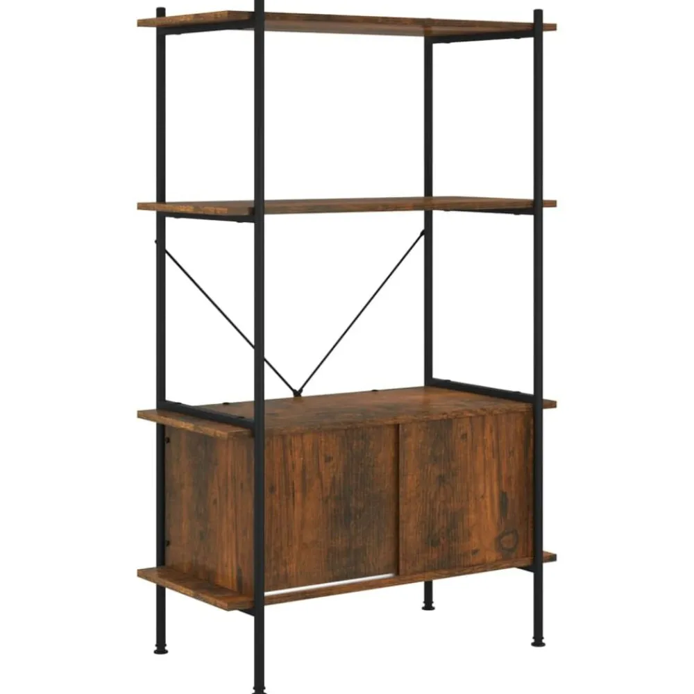 vidaXL Estantería armario 4 niveles contrachapada y acero 80x40x130 cm Marrón oscuro Hot