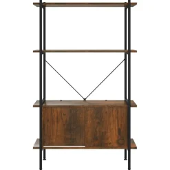 vidaXL Estantería armario 4 niveles contrachapada y acero 80x40x130 cm Marrón oscuro Hot