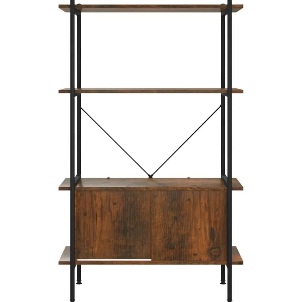 vidaXL Estantería armario 4 niveles contrachapada y acero 80x40x130 cm Marrón oscuro Hot