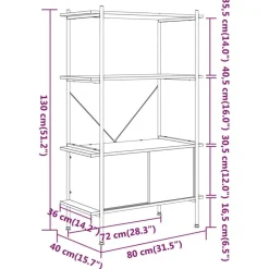vidaXL Estantería armario 4 niveles contrachapada y acero 80x40x130 cm Marrón oscuro Hot