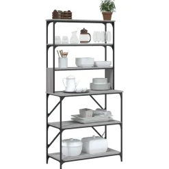 vidaXL Estantería cocina 6 niveles madera 90x40x180 cm Gris sonoma Best