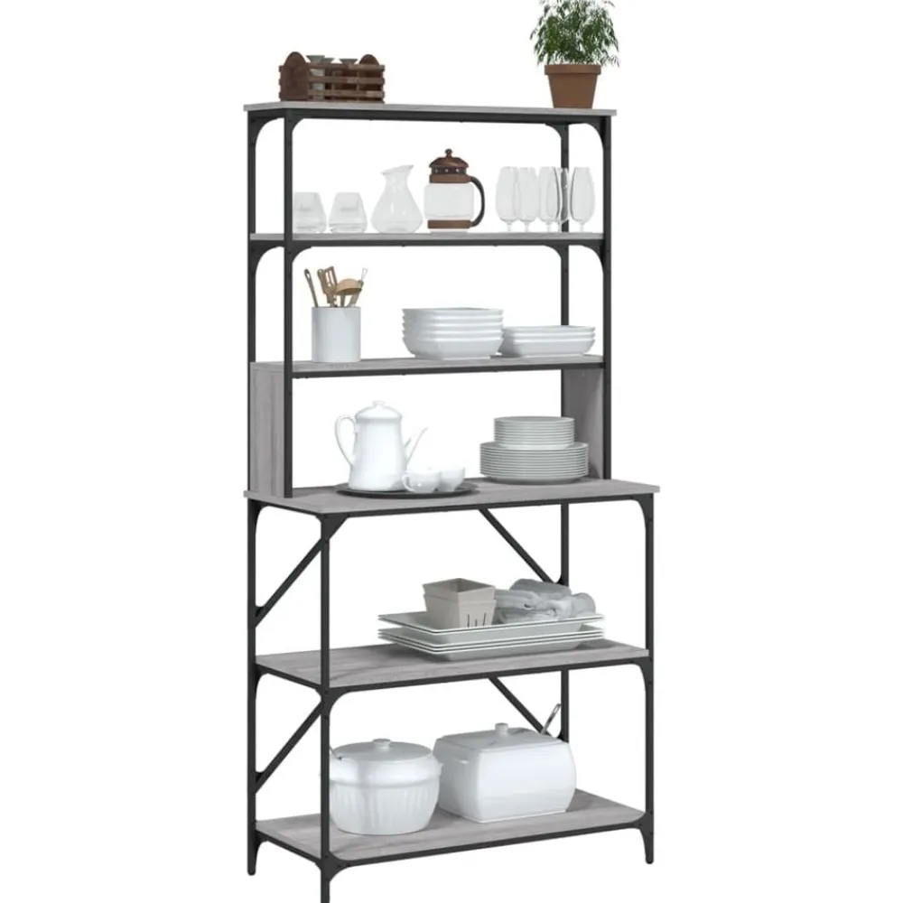 vidaXL Estantería cocina 6 niveles madera 90x40x180 cm Gris sonoma Best