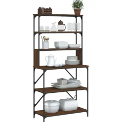 vidaXL Cocina Y Comedor-Estantería cocina 6 niveles madera roble marrón 90x40x180 cm
