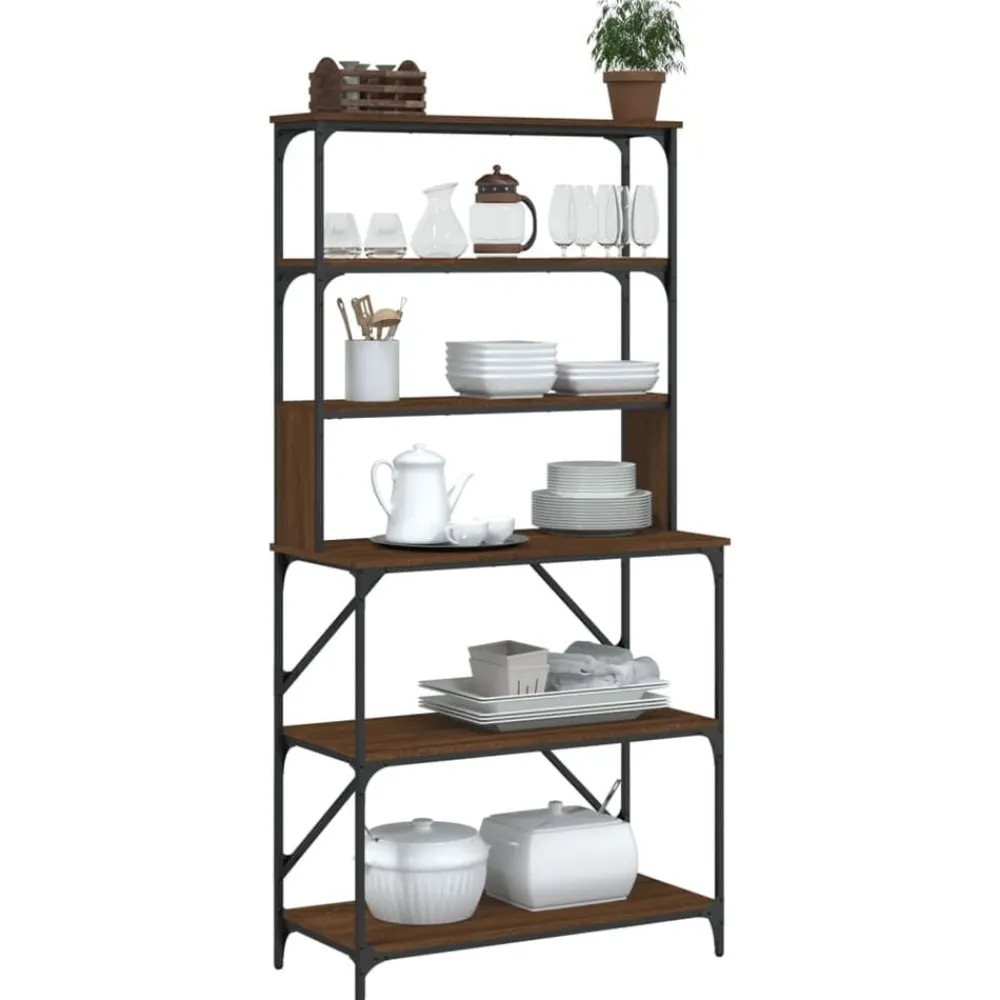 vidaXL Cocina Y Comedor-Estantería cocina 6 niveles madera roble marrón 90x40x180 cm
