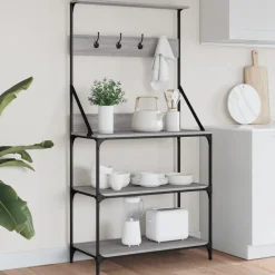 vidaXL Cocina Y Comedor-Estantería cocina con ganchos madera ingeniería