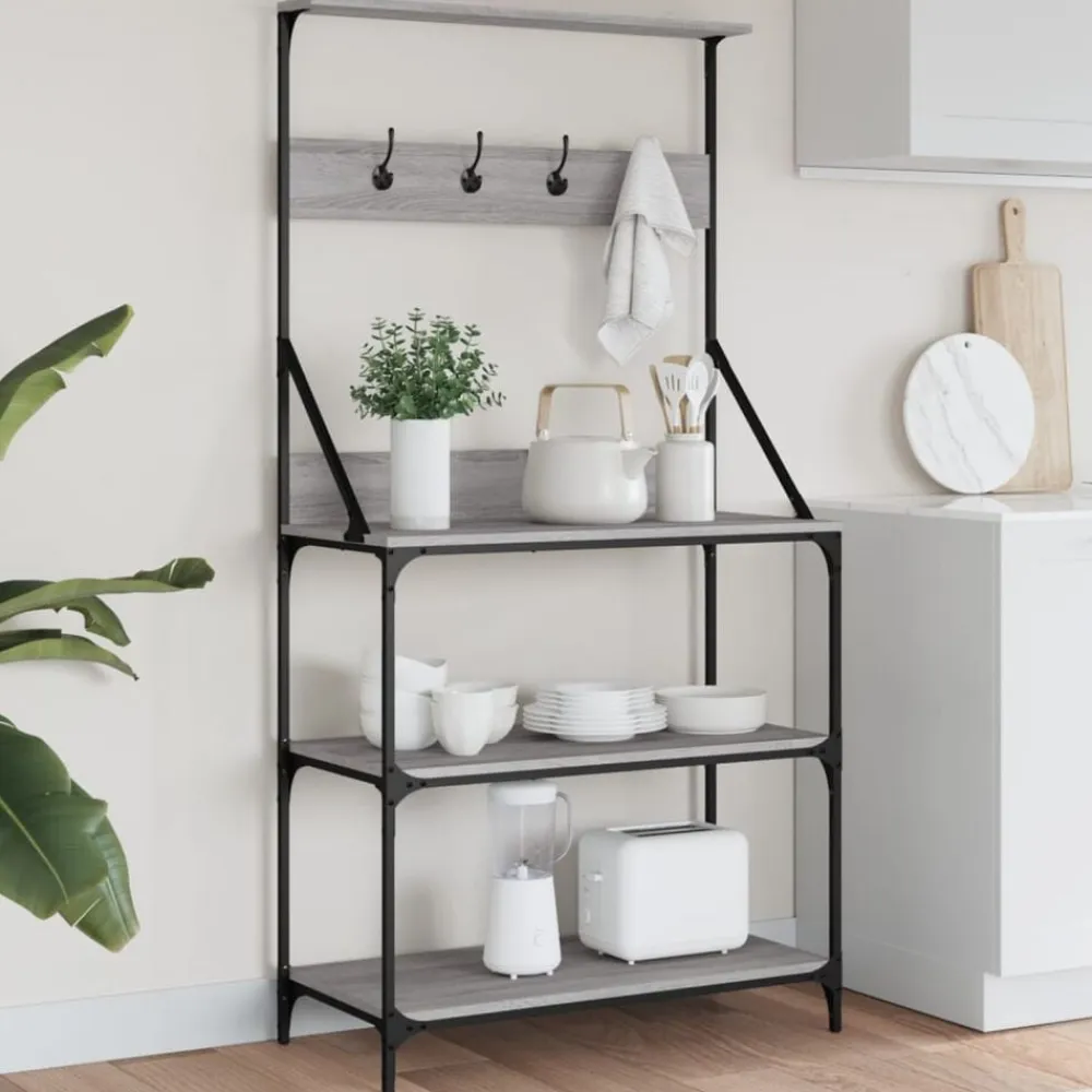 vidaXL Cocina Y Comedor-Estantería cocina con ganchos madera ingeniería