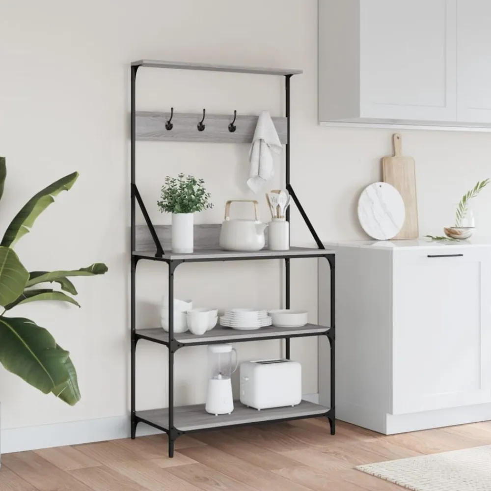 vidaXL Cocina Y Comedor-Estantería cocina con ganchos madera ingeniería