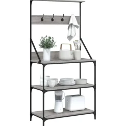 vidaXL Cocina Y Comedor-Estantería cocina con ganchos madera ingeniería