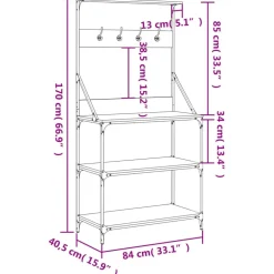 vidaXL Cocina Y Comedor-Estantería cocina con ganchos madera ingeniería
