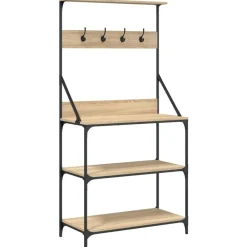 vidaXL Estantería cocina con ganchos 4 niveles madera ingeniería roble Roble Sonoma Online