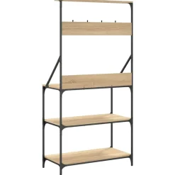 vidaXL Estantería cocina con ganchos 4 niveles madera ingeniería roble Roble Sonoma Online