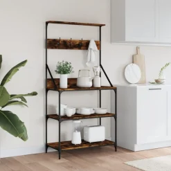 vidaXL Cocina Y Comedor-Estantería cocina con ganchos madera ingeniería