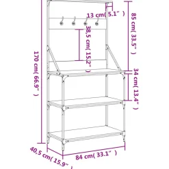vidaXL Cocina Y Comedor-Estantería cocina con ganchos madera ingeniería