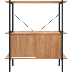 vidaXL Estantería con armario 3 niveles madera y acero 80x40x92 cm Marrón claro Best