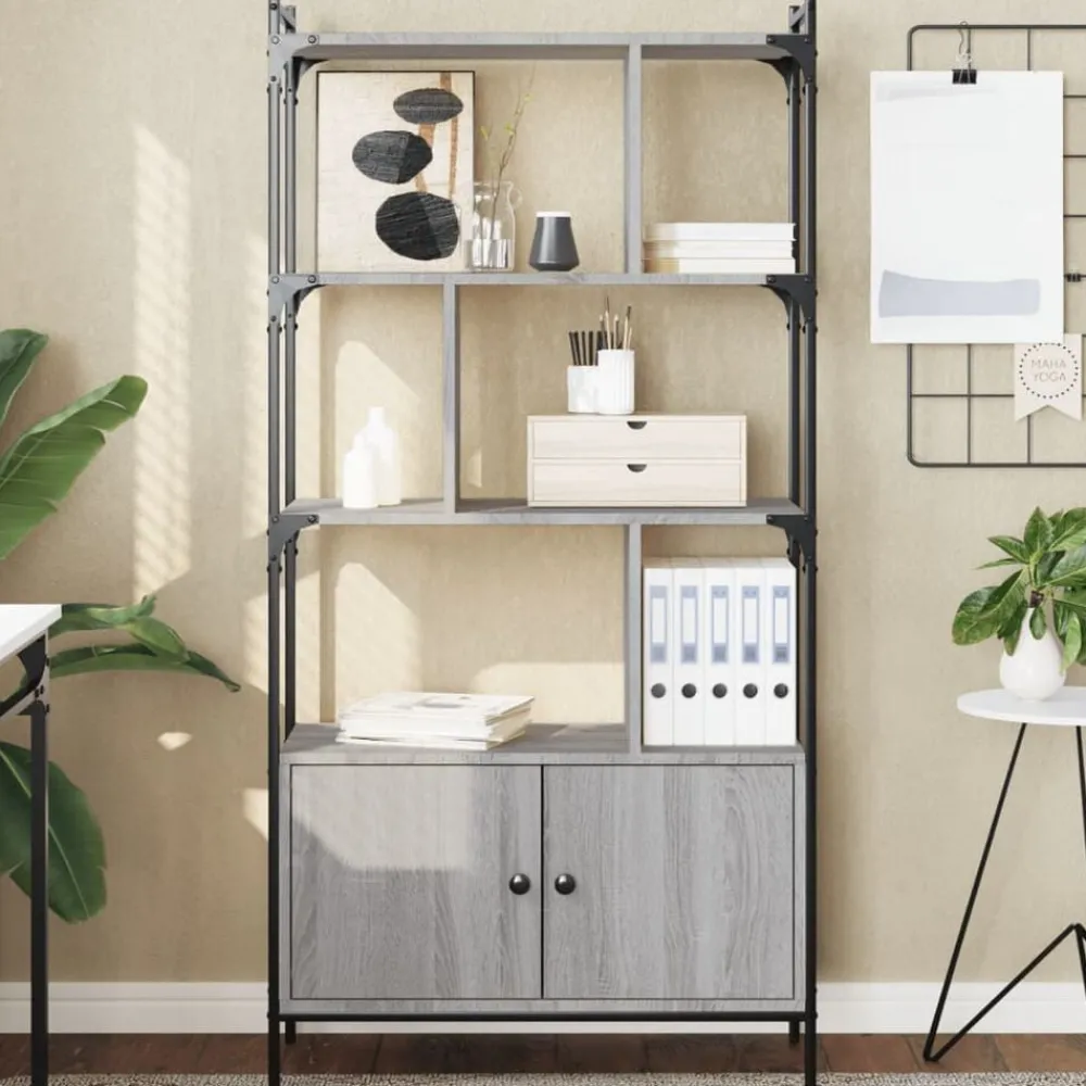 vidaXL Estanterías-Estantería con puertas madera 76,5x30x154,5 cm