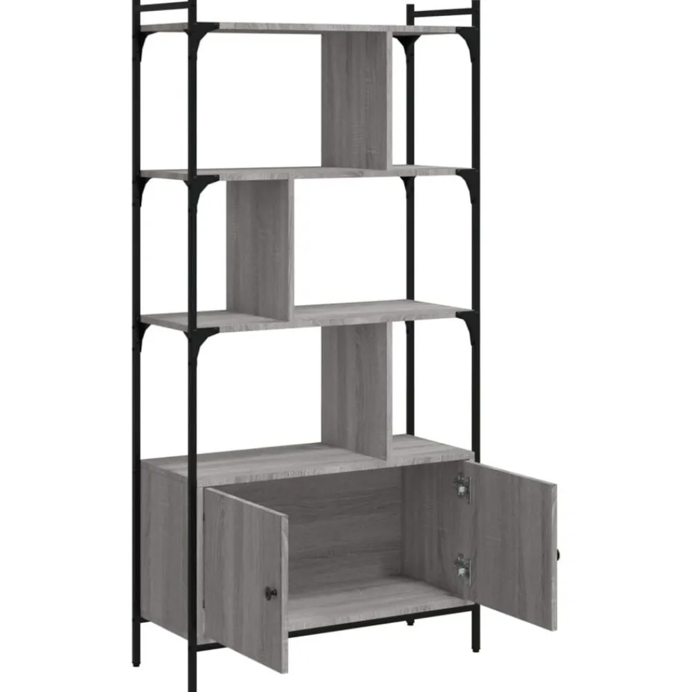 vidaXL Estanterías-Estantería con puertas madera 76,5x30x154,5 cm