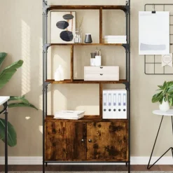 vidaXL Estanterías-Estantería con puertas madera 76,5x30x154,5 cm