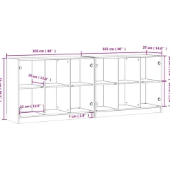 vidaXL Estantería con puertas madera 204x37x75 cm Roble ahumado Online
