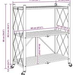 vidaXL Herramientas-Estantería con ruedas de acero negro 71x34x88 cm