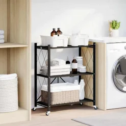 vidaXL Herramientas-Estantería con ruedas de acero negro 71x34x88 cm