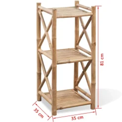 vidaXL Estanterías-Estantería cuadrada de 3 niveles de bambú