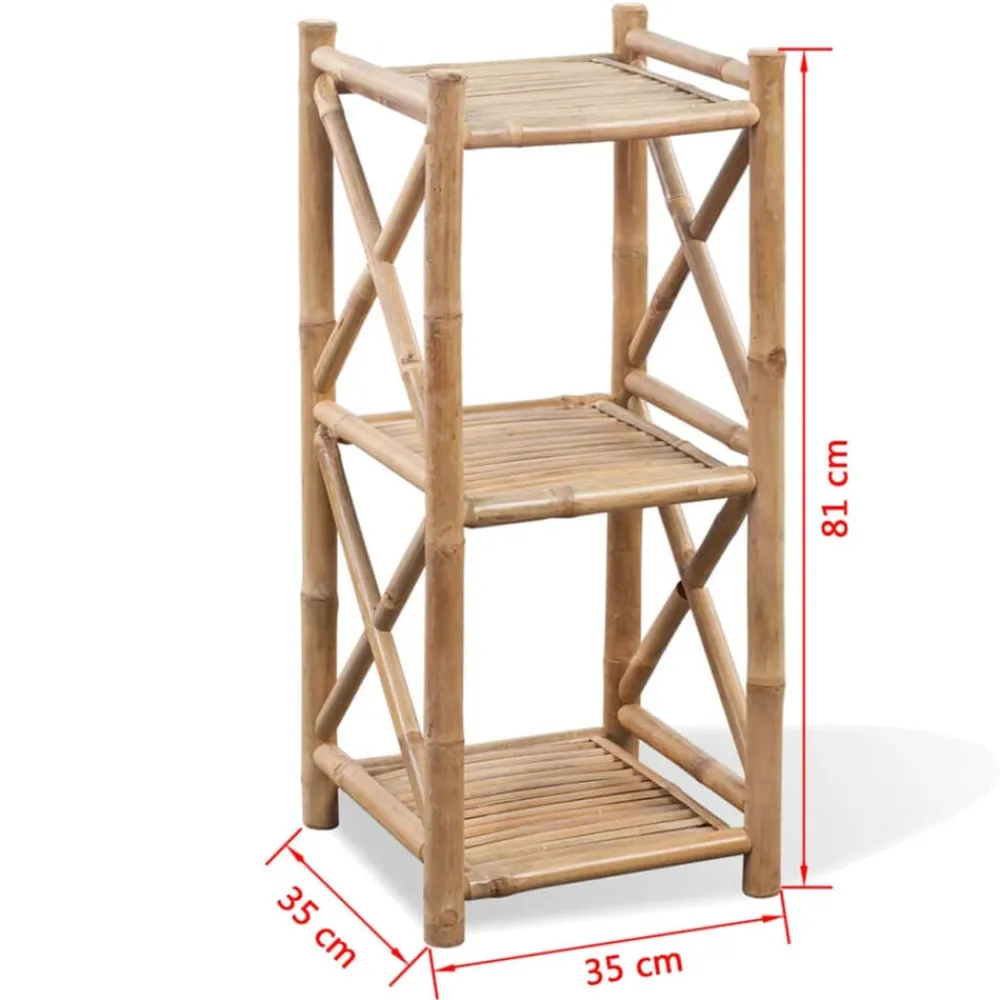 vidaXL Estanterías-Estantería cuadrada de 3 niveles de bambú