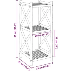 vidaXL Estanterías-Estantería cuadrada de 3 niveles de bambú