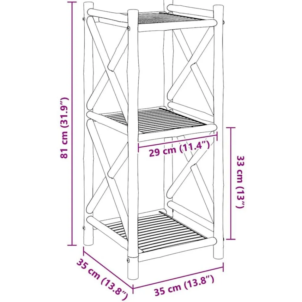 vidaXL Estanterías-Estantería cuadrada de 3 niveles de bambú