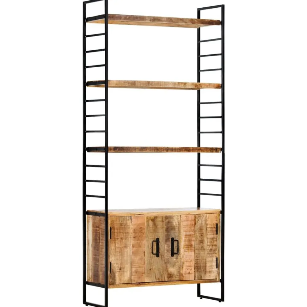 vidaXL Estantería de 4 niveles madera de mango rugosa 80x30x180 cm New