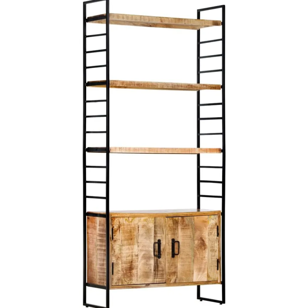 vidaXL Estantería de 4 niveles madera de mango rugosa 80x30x180 cm New