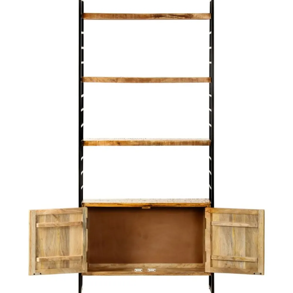 vidaXL Estantería de 4 niveles madera de mango rugosa 80x30x180 cm New