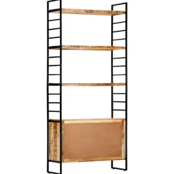 vidaXL Estantería de 4 niveles madera de mango rugosa 80x30x180 cm New