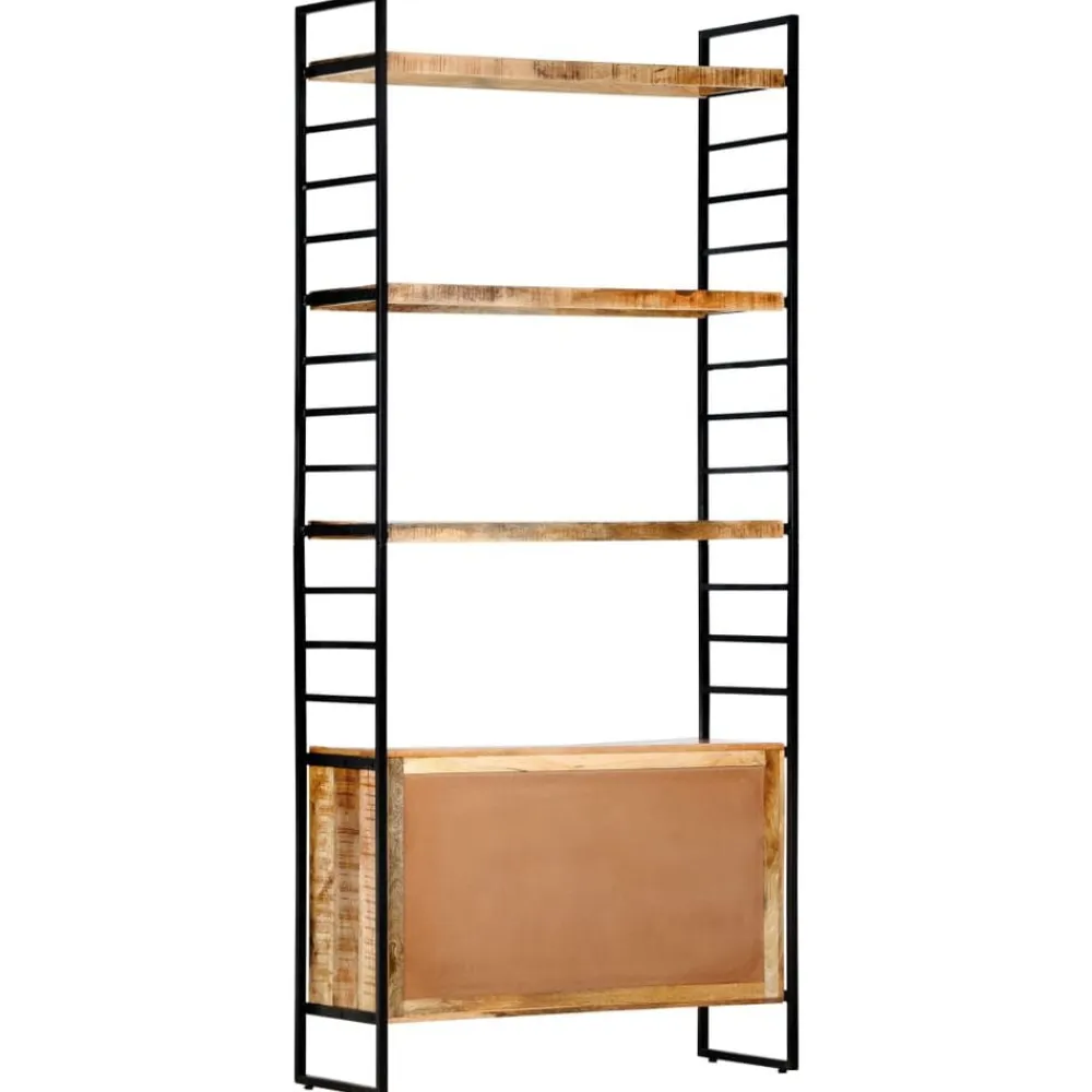 vidaXL Estantería de 4 niveles madera de mango rugosa 80x30x180 cm New